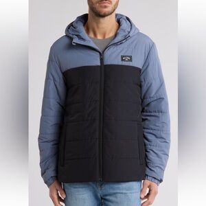 Billabong / Max Quilted Puffer Jacket Lightweight Black Blue Size L MSRP $119.95